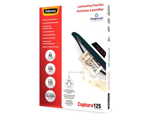 Bolsa de plastificar fellowes brilho din a5 125 microns pack 100 unidades , Fellowes , 155168 , 0077511530739